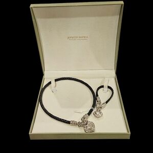 Judith Ripka Sterling Collection, Leather Necklace & Bracelet Set